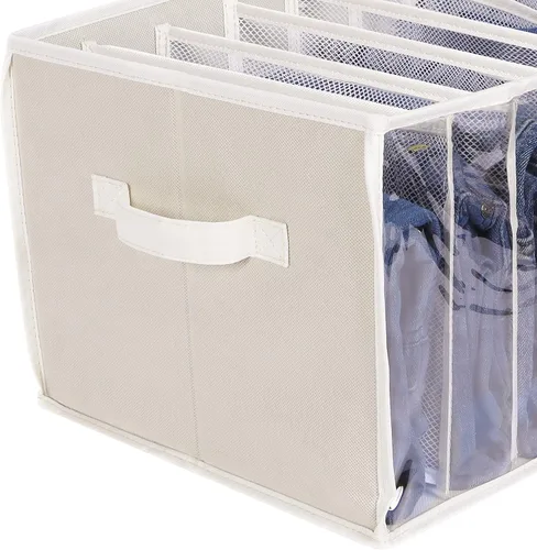 Vista 3 de Zilink Organizador de Ropa de Armario Mejorado con Tablero de Soporte Organizadores de Jeans Transparentes para Armario con Divisor de 7 Cuadrículas