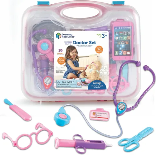 Vista 8 de Learning Resources Pretend & Play Set de Médico Azul - Kit Médico para Niños, Juego de Rol, Juguetes para Niños Pequeños, Habilidades Sociales