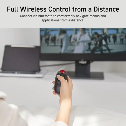 Vista 12 de ELECOM Relacon - Puntero de trackball de mano ergonómico, ratón con pulgar para diestros o zurdos, Bluetooth, 10 botones para TV, presentación