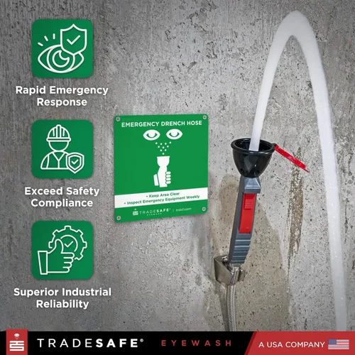 Vista 7 de TRADESAFE Estación de lavado de ojos de mano aprobada por la OSHA, estación de lavado de ojos de emergencia, estación de lavado de ojos con manguera