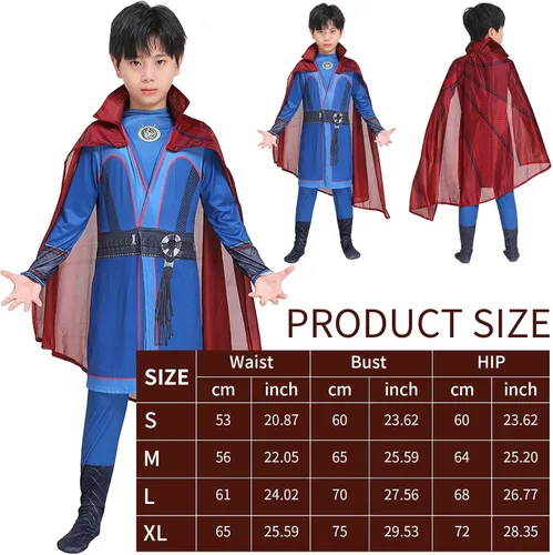 Vista 7 de Lyxaof Disfraz de Doctor Strange, disfraz de Dr.stephen, capa de superhéroe, capa de superhéroe, trajes de cosplay para niños