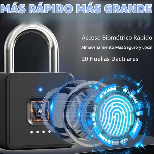 Vista 4 de Candado de huellas dactilares con código, cerradura de combinación para casillero con acceso a la aplicación Bluetooth, cerradura de puerta digital