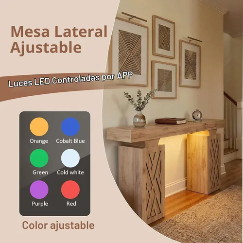 Vista 4 de Mesa consola de 63 pulgadas con luces LED RGB y estación de carga