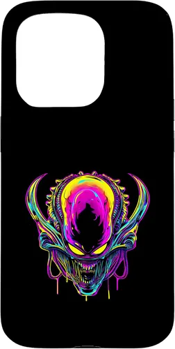Vista 14 de iPhone 16 Retro Funny streetwear Synthwave 80s 90s spacezilla alien Case