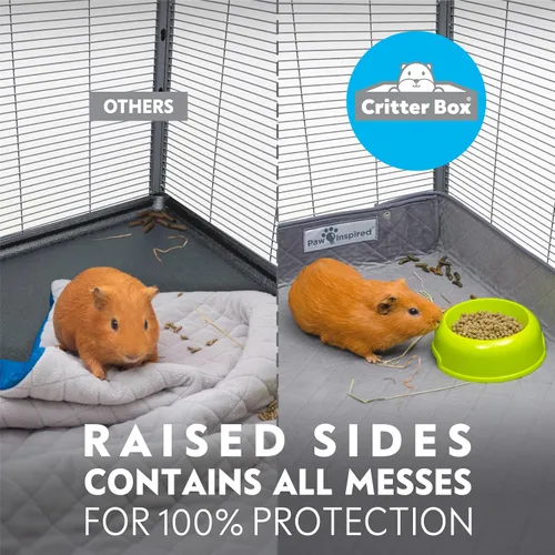 Vista 2 de Paw Inspired Critter Box Funda Lavable para Jaula, Ropa de Cama de Forro Polar Reversible con Lados Elevados para Hurones, Conejos, Ratas
