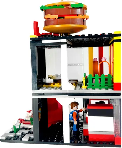 Vista 2 de General Jim's Wacky Burger Modular Fast Food Hamburguesa Conjunto Restaurante Bloques de Construcción Juego de Ladrillos
