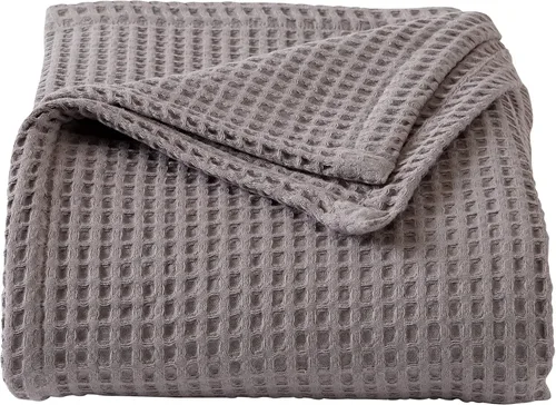 Vista 11 de Manta de cama 100% algodón con tejido waffle Suave, transpirable y ligera para todas las estaciones Perfecta para superponer Colección Brielle
