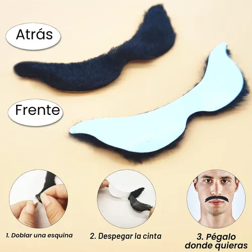 Vista 3 de KICNIC 60 bigotes falsos autoadhesivos, 20 diseños para fiesta de disfraces
