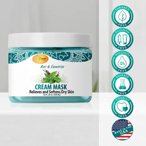 Vista 8 de SPA REDI Máscara de crema para pies y cuerpo, tratamiento refrescante de menta y eucalipto para talones agrietados y piel seca Ácido hialurónico