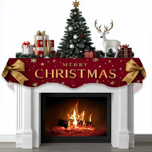 Vista 10 de BVBOX Bufanda Decorativa para Repisa de Chimenea Navideña, Cubierta Corredor para Repisa de Chimenea de Navidad e Invierno