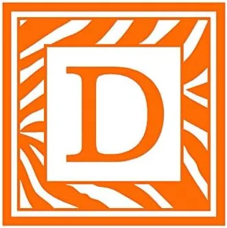 Vista 8 de Zebra Decorative D Initial - Vinyl Decal Sticker - 3.75" x 3.75" - Black Negro