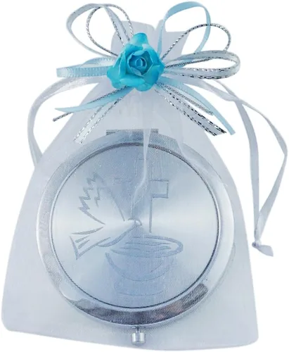 Vista 5 de WE 12 piezas de bautismo compacto espejo favor -Bautizo Recuerdos/maquillaje de espíritu santo compacto con bolsa decorada