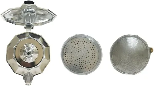 Vista 7 de Cafetera de aluminio para estufa de café expreso, color plateado, 1 taza, cafetera cubana (Brandello Express)