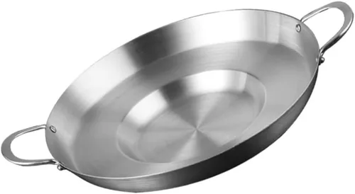 Vista 4 de Hemoton Sartén mexicana cóncava de acero inoxidable de 19.7 pulgadas para freír y freír compatible con cocinas de gas y de inducción