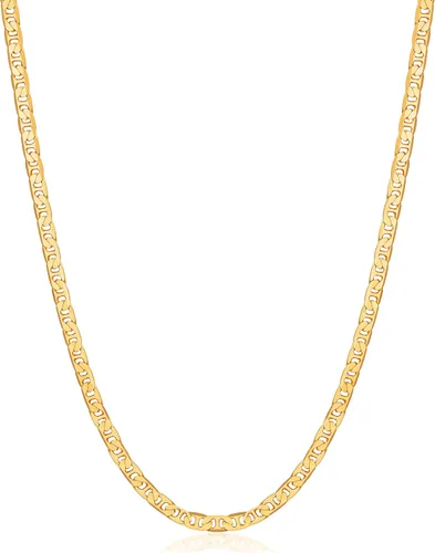 Vista 7 de Barzel - Collar de cadena Mariner chapado en oro de 18 quilates para mujer, plana Marina - Hecho en Brasil Oro de 3 mm.