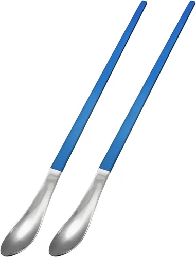 Vista 14 de uxcell Juego de 2 cucharas de mango largo, cucharas de acero inoxidable de 10 pulgadas, cucharas de café para mezclar, bebidas, café (azul dorado)