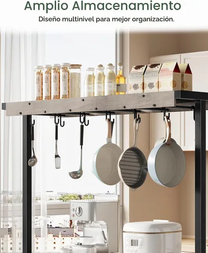 Vista 5 de CHOEZON Isla de cocina con toma de corriente, mesa de isla de cocina con parte superior plegable, islas de almacenamiento estacionario, barra