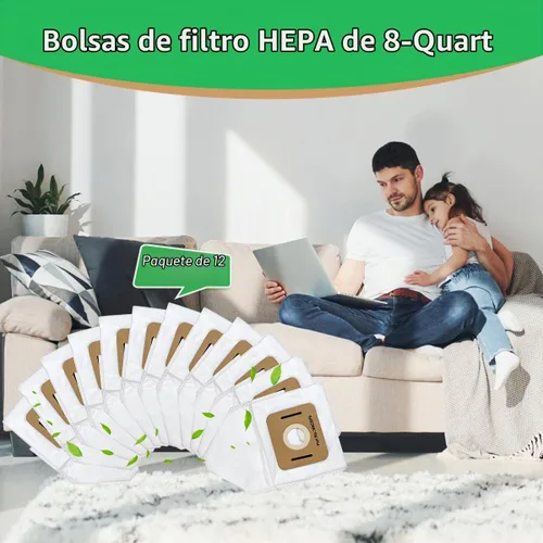 Vista 7 de Paquete de 12 bolsas VACBP6 compatibles con aspiradora Atrix Ergo de 8 cuartos de galón, modelos: VACBPAI VACBP36V VACBP1 Paquete de 12 bolsas