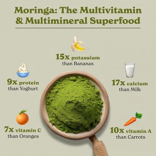 Vista 4 de Better Alt Polvo de moringa orgánico, certificado por USDA, polvo de hoja de moringa, perfecto para batidos, té, bebidas y recetas, superalimento