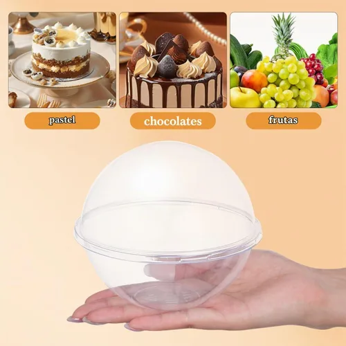 Vista 4 de CALLARON - 10 recipientes transparentes para tartas de 5.11 pulgadas con forma de bola, cajas para pasteles