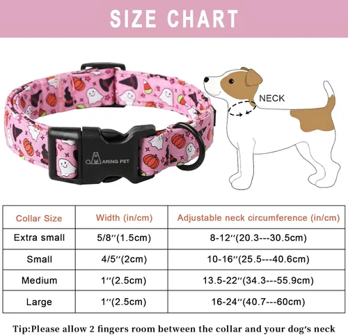 Vista 383 de Aring Pet Collar de algodón, ligero y ajustable, con hebilla de liberación rápida, para perros pequeños, medianos y grandes, para cachorros, S, Hoja