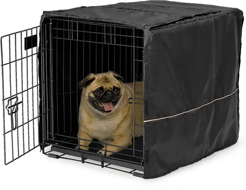 Vista 24 de MidWest Homes for Pets XL Funda para jaula de perro, cubierta de perrera de poliéster negro para dar privacidad, se ajusta a la mayoría