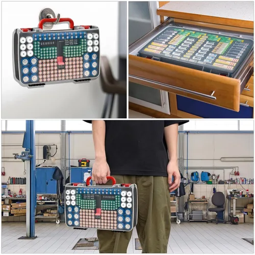 Vista 7 de Estuche Organizador de Almacenamiento de Baterías con Probador, Caja Portabaterias de Doble Cara para 269 Contenedores Caddy AA AAA AAAA 3A 4A 9V C