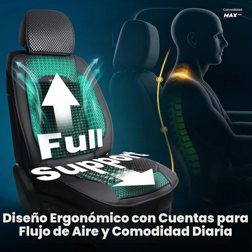 Vista 4 de Funda de asiento de automóvil con cuentas - Soporte de masaje de cuentas de madera con malla refrescante transpirable - Ajuste universal para sedán