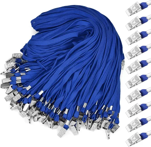 Vista 13 de Marspark 10 piezas de cordón a granel para tarjetas de identificación, cordón de cuello plano con gancho giratorio y clip, accesorio duradero