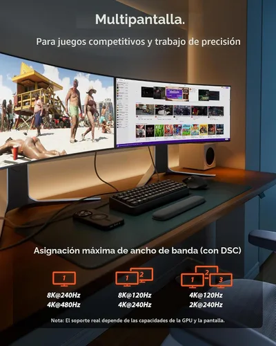 Vista 4 de Stouchi Cable DisplayPort 2.1 con certificación VESA de 1.5 pies, cable DP
