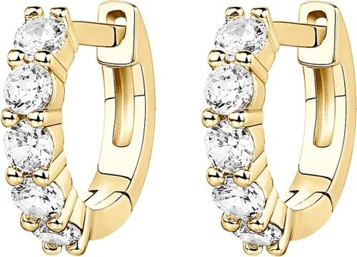 Vista 3 de PAVOI Aretes de aro de plata de ley chapados en oro de 14 quilates con circonita cúbica para mujer