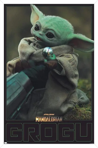 Vista 8 de Trends International Star Wars: The Mandalorian Season 2 - Póster de pared Grogu, 22.4 pulgadas de largo x 14.7 pulgadas, versión enmarcada