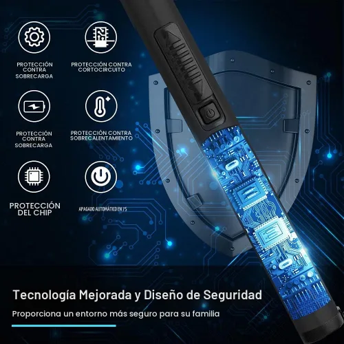 Vista 2 de Encendedor de velas eléctrico SUPRUS USB tipo C recargable, con carcasa de acero y gancho para colgar con cuello flexible de 360° (negro)
