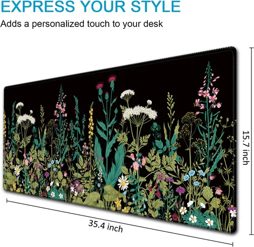 Vista 4 de Protector de escritorio de oficina impermeable XXL de 35.4 x 15.7 pulgadas, alfombrilla de mouse extendida para juegos con base de goma