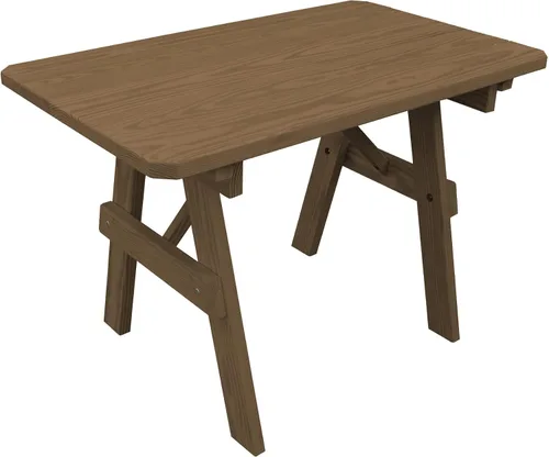 Vista 3 de Furniture Barn USA Mesa tradicional de pino tratado a presión de 4 pies, tinte de cedro mancha de cedro