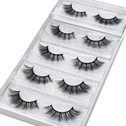 Vista 6 de DYSILK Pestañas postizas de visón, 5 pares de pestañas 6D, kit de extensión de pestañas de visón sintético, pestañas postizas, pestañas esponjosas