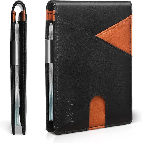 Vista 12 de Zitahli - Billeteras delgadas RFID para hombres, billetera de cuero flexible con clip de dinero, cartera minimalista con bolsillo frontal