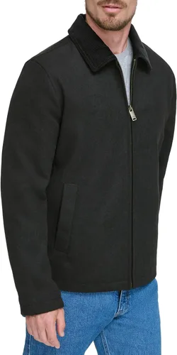 Vista 3 de Dockers Chaqueta de mezcla de lana con parte inferior abierta para hombre con babero acolchado