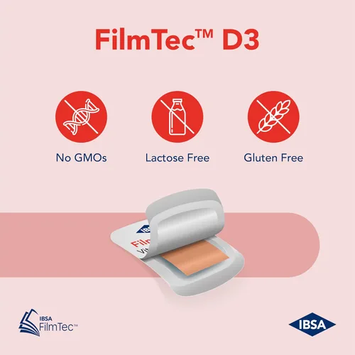 Vista 3 de Ibsa FilmTec D3 - Suplemento dietético - 2000 UI de vitamina D3-30 películas disolventes orales para liberación inmediata y tolerabilidad - Sin