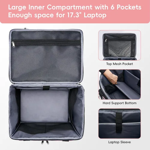 Vista 6 de Bolsa de mano para profesores con ruedas 2025 con compartimento para laptop de 17.3 pulgadas