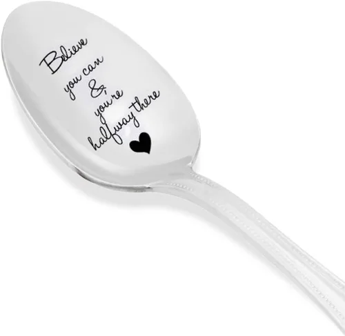 Vista 2 de Believe You Can y You 're halfway There spoon-inspirational Engraved Gift- present- Regalos para men-christmas Ideas de regalo
