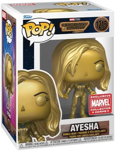 Vista 2 de Pop! Guardianes de la Galaxia Vol. 3 Marvel Collector Corps Exclusive Ayesha #1215 con estuche acrílico gratis