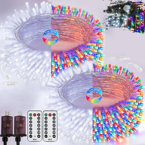 Vista 14 de Paquete de 1 cadena de luces conectables para interiores, 33 pies, 100 luces LED, 13 modos, luces de hadas parpadeantes, enchufables, impermeables
