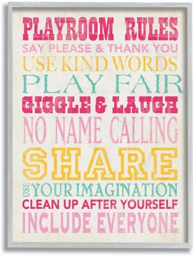Vista 3 de The Kids Room by Stupell Playroom Rules Use Kind Words Placa de pared rectangular