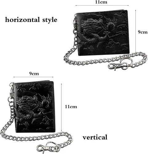 Vista 5 de Balck - Cartera de cuero para hombre diseño de dragón vintage