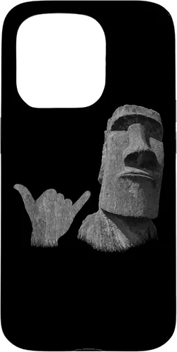 Vista 14 de Funny Easter Island Rapa NUI Moai Statue Surfer Shaka Sign Case for iPhone 16