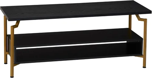 Vista 16 de Household Essentials Mesa de centro rectangular de hierro negro y oro