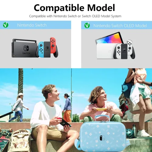 Vista 4 de Switch Case Compatible with Nintendo SwitchSwitch OLED Model, Portable Full Protection Hard Shell Soft Lining Travel Carrying Storage Case for