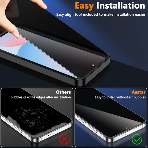 Vista 6 de Asstar - Protector de pantalla de privacidad para Samsung Galaxy S24 FE de 6.7 pulgadas, protector de pantalla de vidrio templado 9H, protector