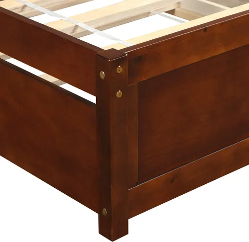 Vista 6 de Harper & Bright Designs Cama individual con cama nido, cama individual de plataforma de madera con cabecera y base de colchón estribo, fuerte